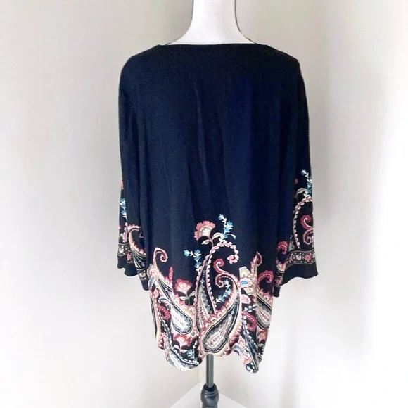 Soft Surroundings Elma 3/4 Sleeve Floral Paisley Top Size XL Bohemian Casual - Picture 11 of 13